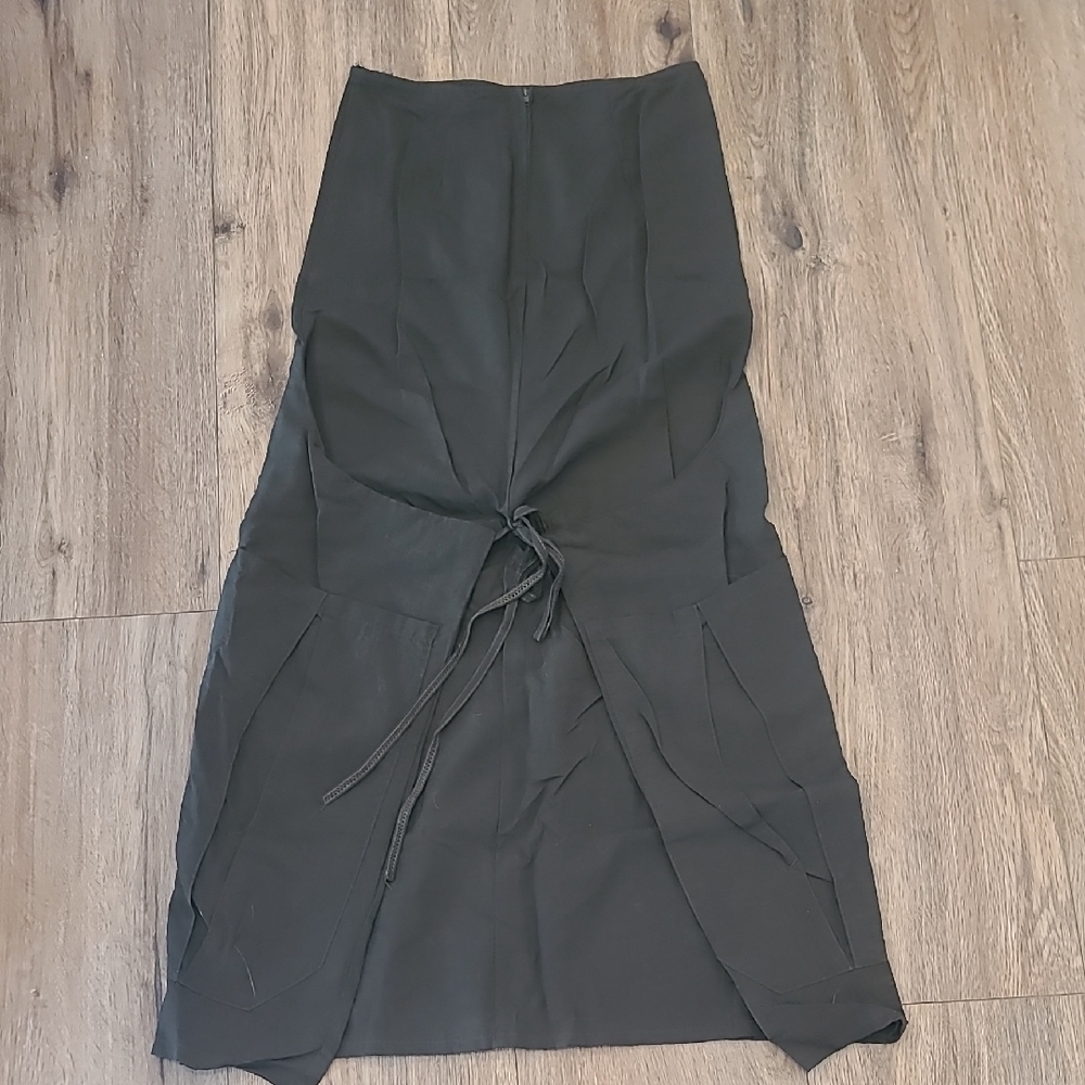 Cargo Nylon Maxi Skirt, Tie Back, Pockets, Sz Small, High Rise.